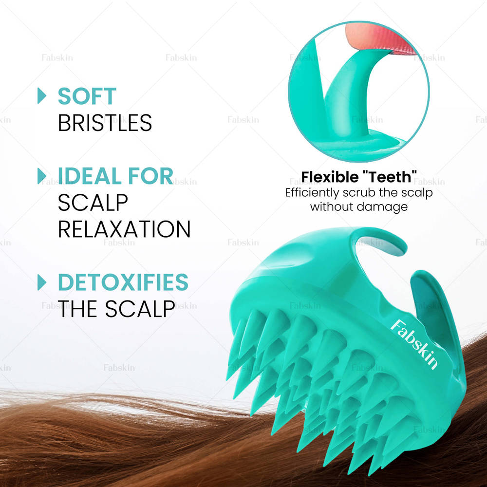 Image 2 of Fabskin Hair Scalp Massager & Shampoo Hair Brush - Aqua Green