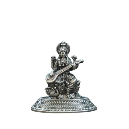 Image 1 of Default Title for the product Dista Silvers Antique 2D Saraswathi Idol 14.75 cm
