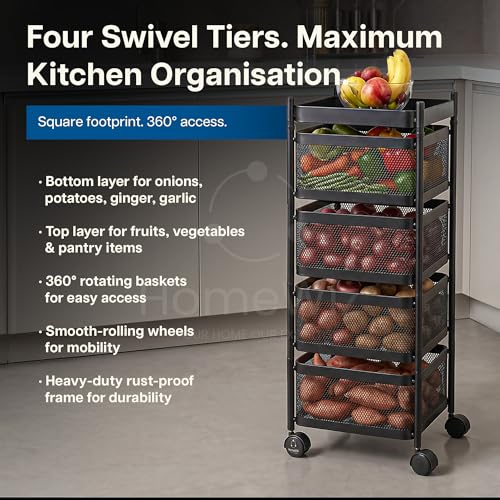 Image 3 of HomeWiz Square Kitchen Rack 4-Layer