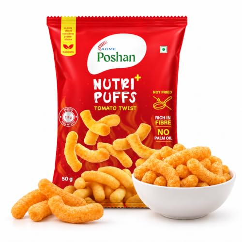 Image 1 of Default Title for the product Acme Poshan Nutri+ Protein Puffs Tomato Twist 50g