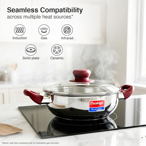 Image 5 of Prestige Stainless Steel Cookware Set 2 Pc with Glass Lid
