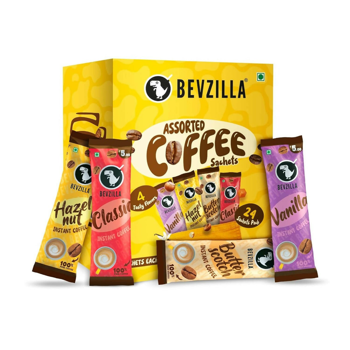 Image 1 of 24 sachets for the product Bevzilla Instant Coffee Powder Sachets 100 % Arabica Coffee