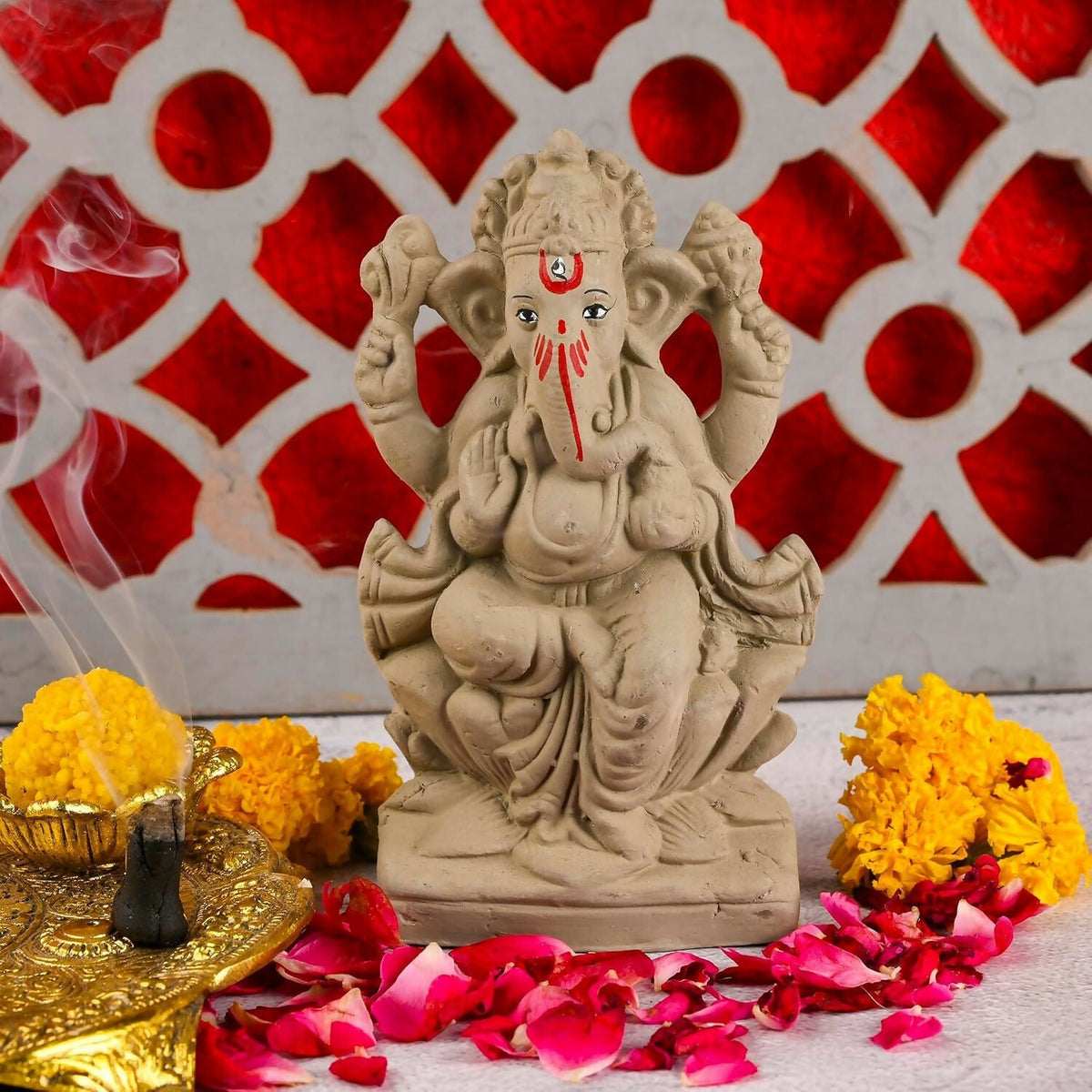 Image 1 of Default Title for the product Saudeep India 6 Inch Mitti Ganesh Idol