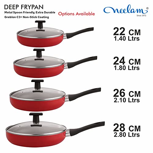 Image 6 of neelam Non-Stick Deep Fry Pan with Glass Lid, 22 cm