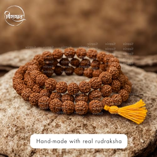 Image 6 of 5 Mukhi Rudraksha Mala 108 Beads Original Certified | Natural Panchmukhi Rudraksha Japa Mala for Men & Women | Jaap Mala for Meditation, Shiv Puja, Yoga, Prayer, Chanting | 6mm Size