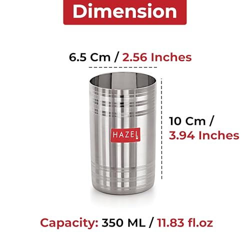 Image 3 of HAZEL Stainless Steel Glasses for Water & Juice 350 ml Set of 6