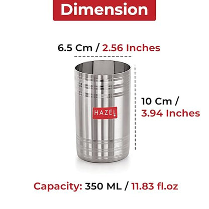 Image 3 of HAZEL Stainless Steel Glasses for Water & Juice 350 ml Set of 6