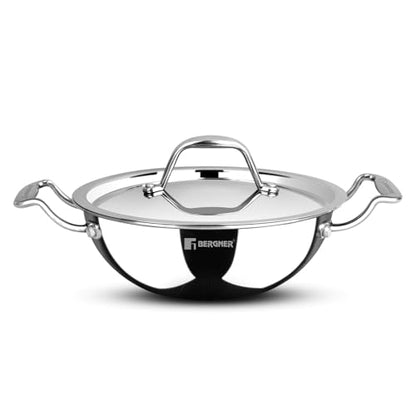 Image 1 of Default Title for the product BERGNER Argent Junior Chef Triply Kadai with Stainless Steel Lid, 16cm (1.1 L)