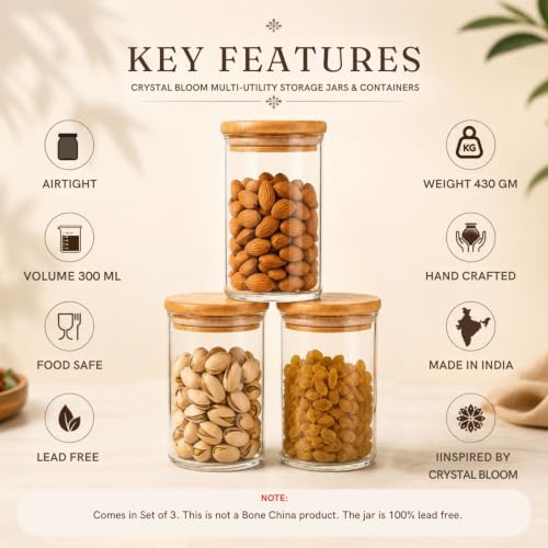 Image 5 of ExclusiveLane Basics Crystal Bloom Airtight Glass Container Set of 3 300 ml
