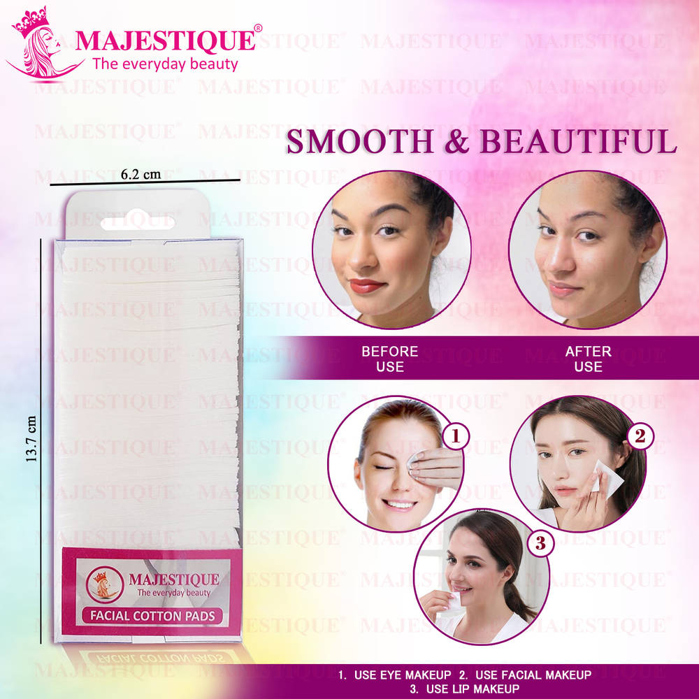 Image 2 of Majestique Facial Cotton Pads, Makeup Removing Wipes - 250 Pcs