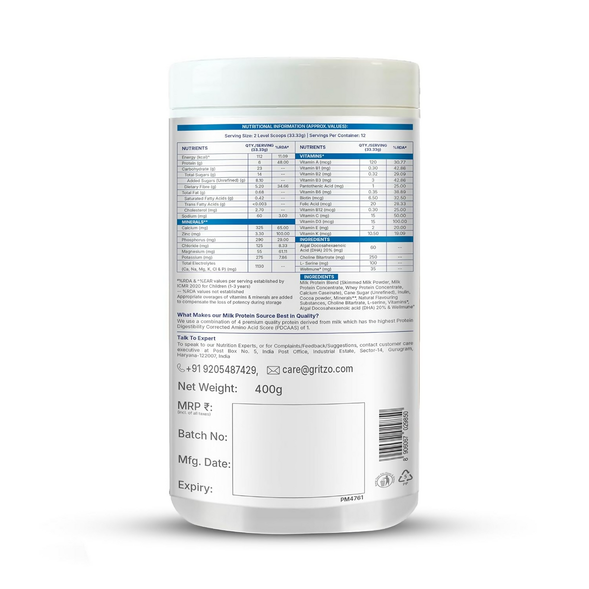 Image 7 of Gritzo SuperMilk Overall Growth (2-6y Boy & Girl) (Double Chocolate) with Super Gummies (Natural Orange Flavour)