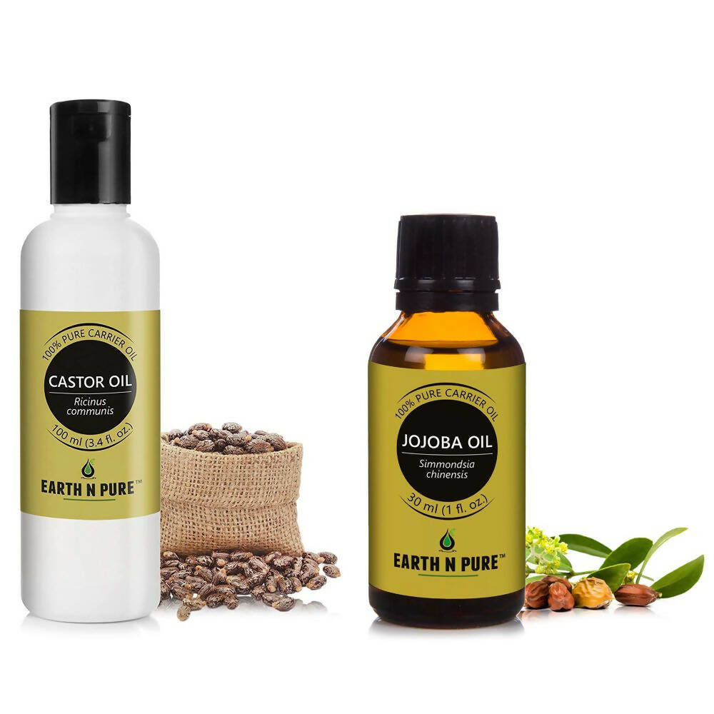 Image 1 of Combo / Pack of 1 for the product Earth N Pure Essential Oils (Jojoba & Castor) Combo