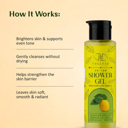 Image 3 of Velleja Brightening De-Tan Body Cleanser with Niacinamide, Vitamin C & Alpha Arbutin