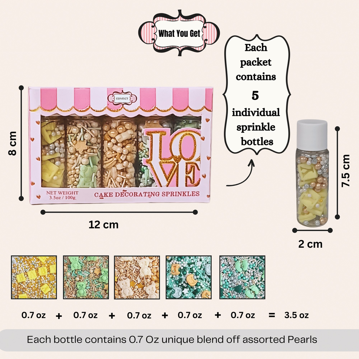 Image 4 of Confect Baby Shower Sprinkles | Birthday Sprinkles | Gender Reveal Sprinkles Pack of 5 (BABY SHOWER -08)