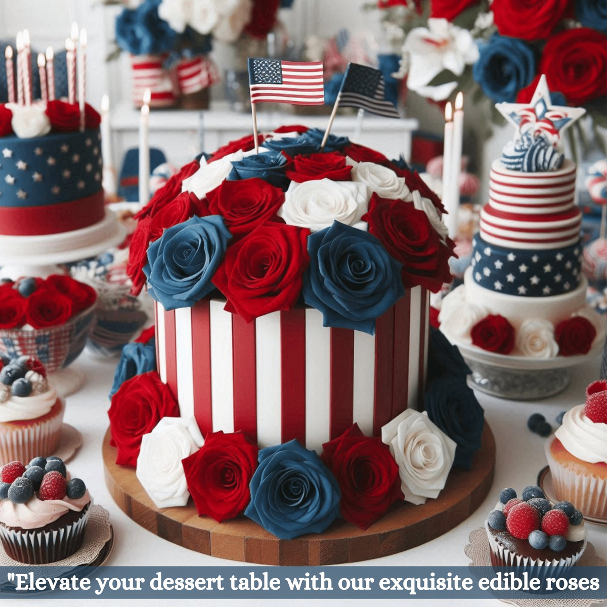 Image 3 of Confect Edible Sugar Roses Cake Toppers - Pack of 12 (02)