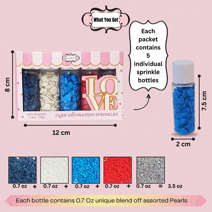 Image 4 of Confect Heart Sprinkles | Captain's Colors Patriotic Sprinkles