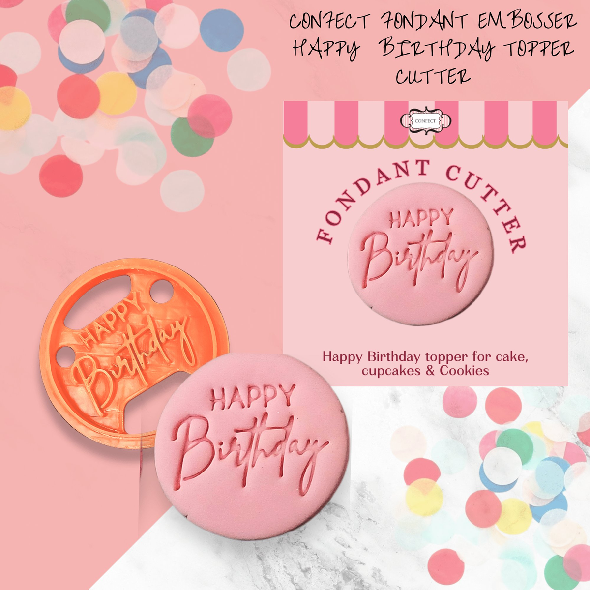 Image 8 of Confect Toppers Cutters | Congratulations Topper Cutter | Fondant Cutter | (Happy Birthday 02)