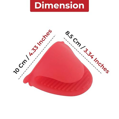Image 4 of HAZEL Silicone Pinch Grip Mitts Microwave Oven Heat Resistant Gripper Kitchen Pot Holder, Red