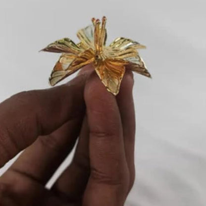 Image 5 of Dista Silvers Gold Coated Flowers 8Grams 1 PCS Flower for Laxmi Pooja, Temple Decor