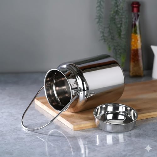 Image 3 of KC Stainless Steel Milk Can with Lid, 2000 ml Capacity