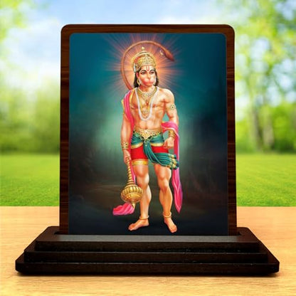 Image 2 of HD Printed Hanuman Wooden Idol 4x5 Inch Temple Gift Spiritual Showpiece