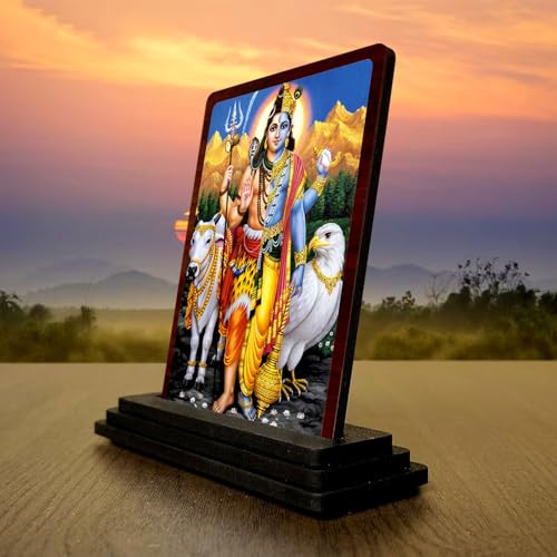 Image 3 of 4x5 Inch Krishna with Cow Wooden Idol with HD Print | Faith Inspired Desk & Temple Decor