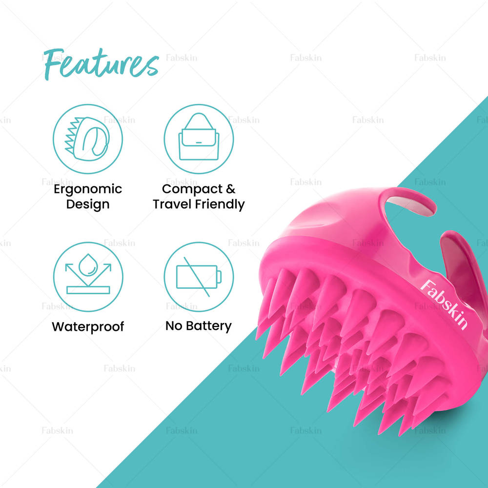 Image 3 of Fabskin Hair Scalp Massager & Shampoo Hair Brush - Pink