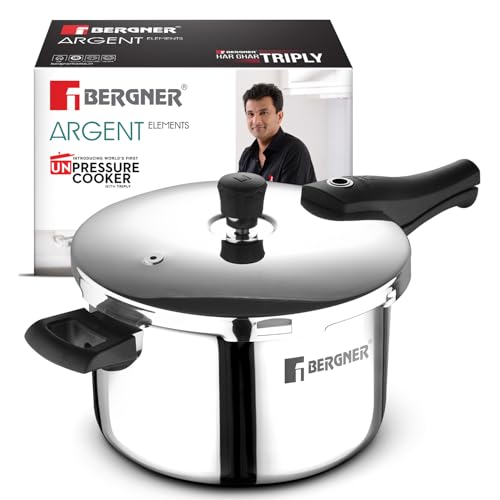 Image 5 of 6.5 Litres for the product BERGNER Argent Elements Triply Stainless Steel Outer Lid Pressure Cooker