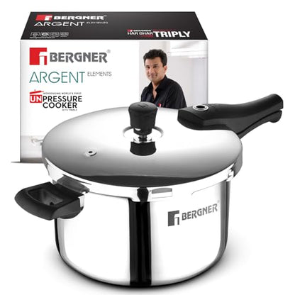 Image 5 of 6.5 Litres for the product BERGNER Argent Elements Triply Stainless Steel Outer Lid Pressure Cooker