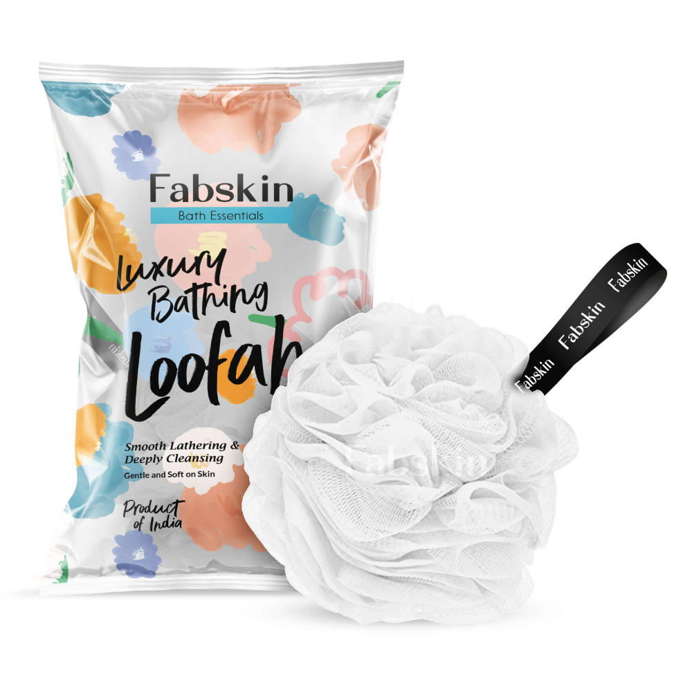 Image 1 of 1 Pc / Pack of 1 for the product Fabskin Luxury Bathing Round Loofah Bath Sponge - White