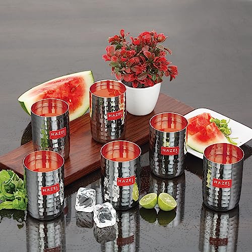 Image 2 of HAZEL Stainless Steel Glasses for Water & Juice 350 ml Set of 6