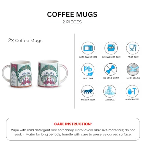Image 6 of ExclusiveLane Folk Heritage Decal Ceramic Coffee Mugs Set of 2 330 ml