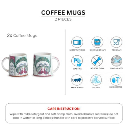 Image 6 of ExclusiveLane Folk Heritage Decal Ceramic Coffee Mugs Set of 2 330 ml
