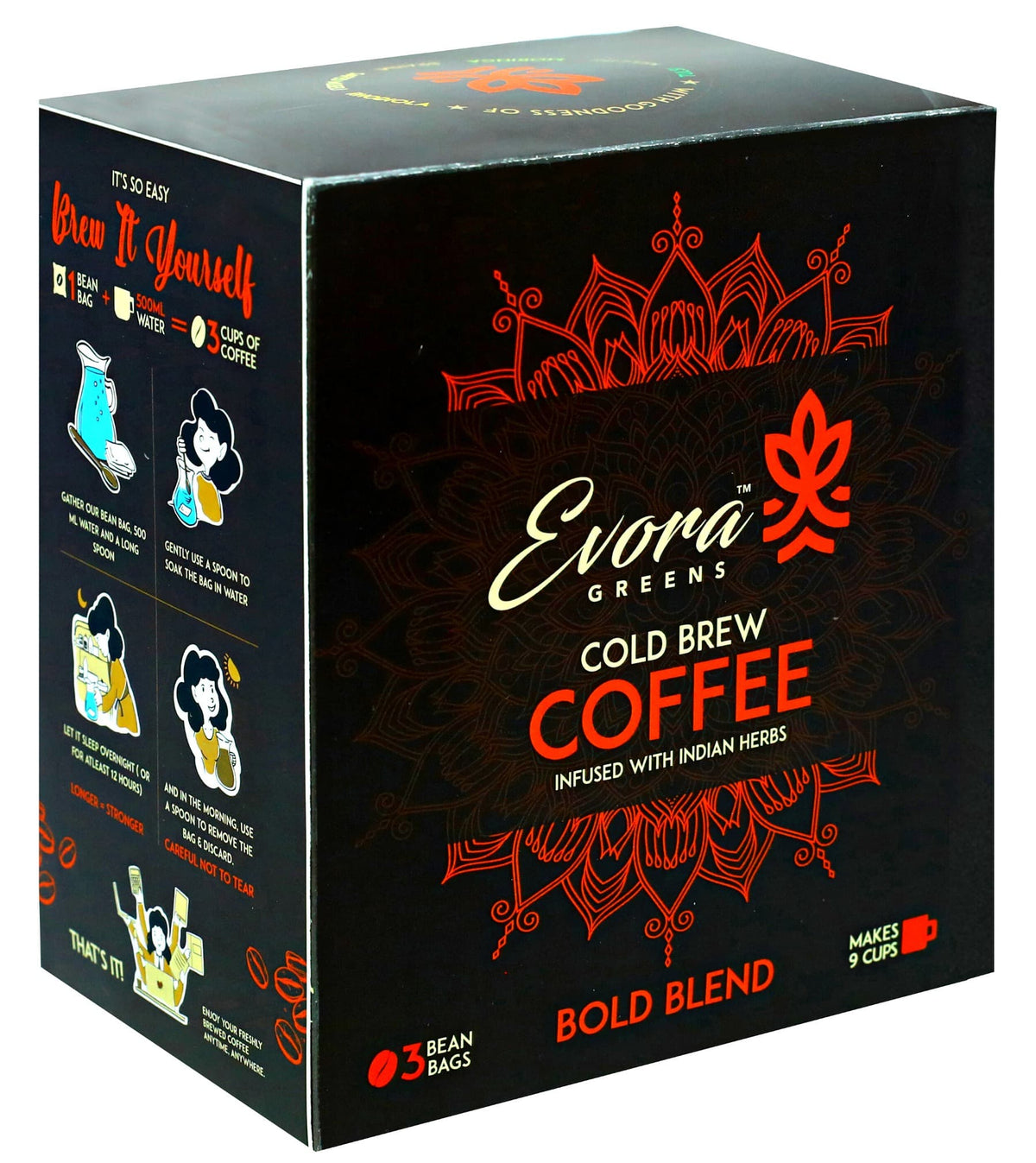 Image 1 of Default Title for the product Evora Greens Cold Brew Coffee Bean Bag (50gm Each) Bold Blend