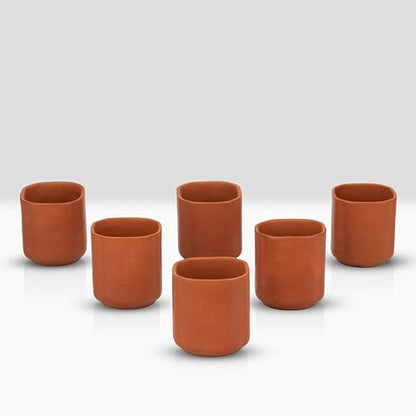 Image 2 of Mitti Cool Handmade Terracotta Clay Square Cup Set of 6-170ml
