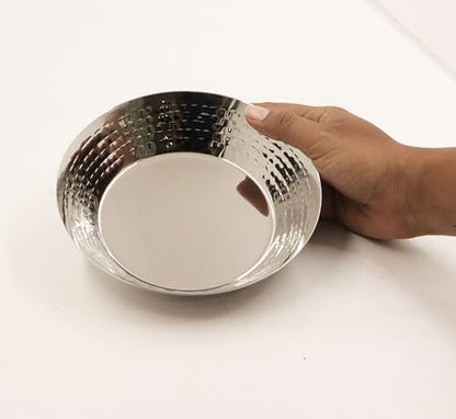 Image 5 of Spillbox Stainless Steel Hammered Parat Plate Set Small