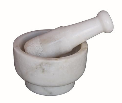Image 4 of KLEO White Marble Stone Mortar and Pestle Set 5" Diameter