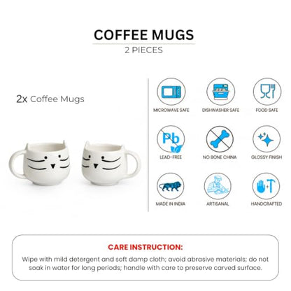 Image 6 of ExclusiveLane 'Kitty Charm' Ceramic Tea Cups