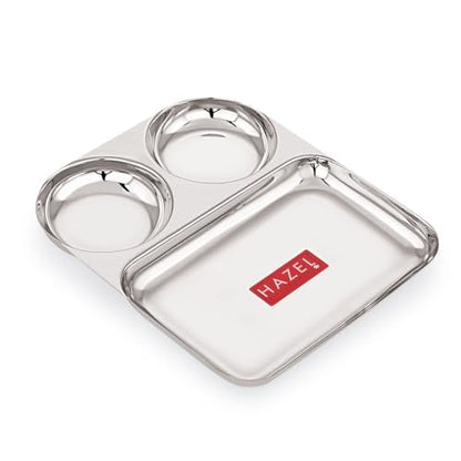 Image 2 of HAZEL Stainless Steel 3 Compartment Plate