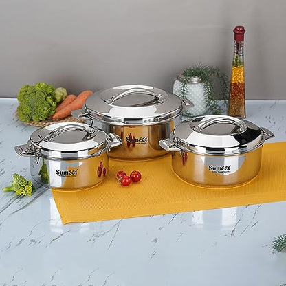 Image 7 of 1000ml, 1600ml & 2500ml for the product Sumeet Stainless Steel Casserole with Steel Lid