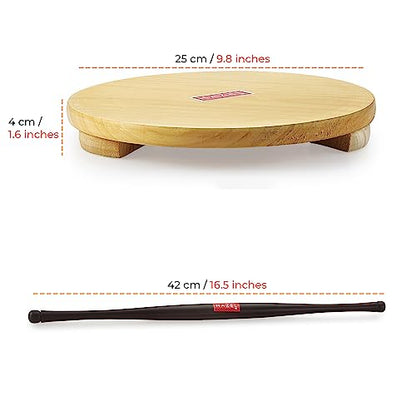 Image 4 of HAZEL Wood Polpat Chakla Roti Chapati Maker with Sheesham Roti Roller Belan Rolling Pin