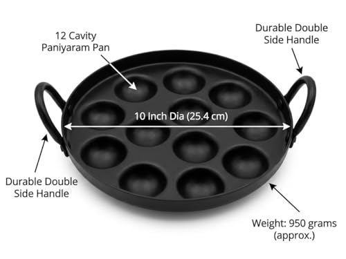 Image 5 of simsnura Black Iron Appam Patra with Double Side Handle 10 Inch 1 Count