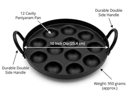 Image 5 of simsnura Black Iron Appam Patra with Double Side Handle 10 Inch 1 Count