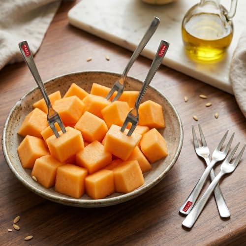 Image 1 of Default Title for the product HAZEL Stainless Steel Fruit Fork Set of 6 Dessert Forks for Snacks