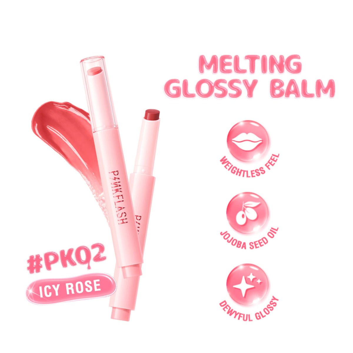 Image 1 of Pk02 Icy Rose / Pack of 1 for the product PINKFLASH Glossy Balm
