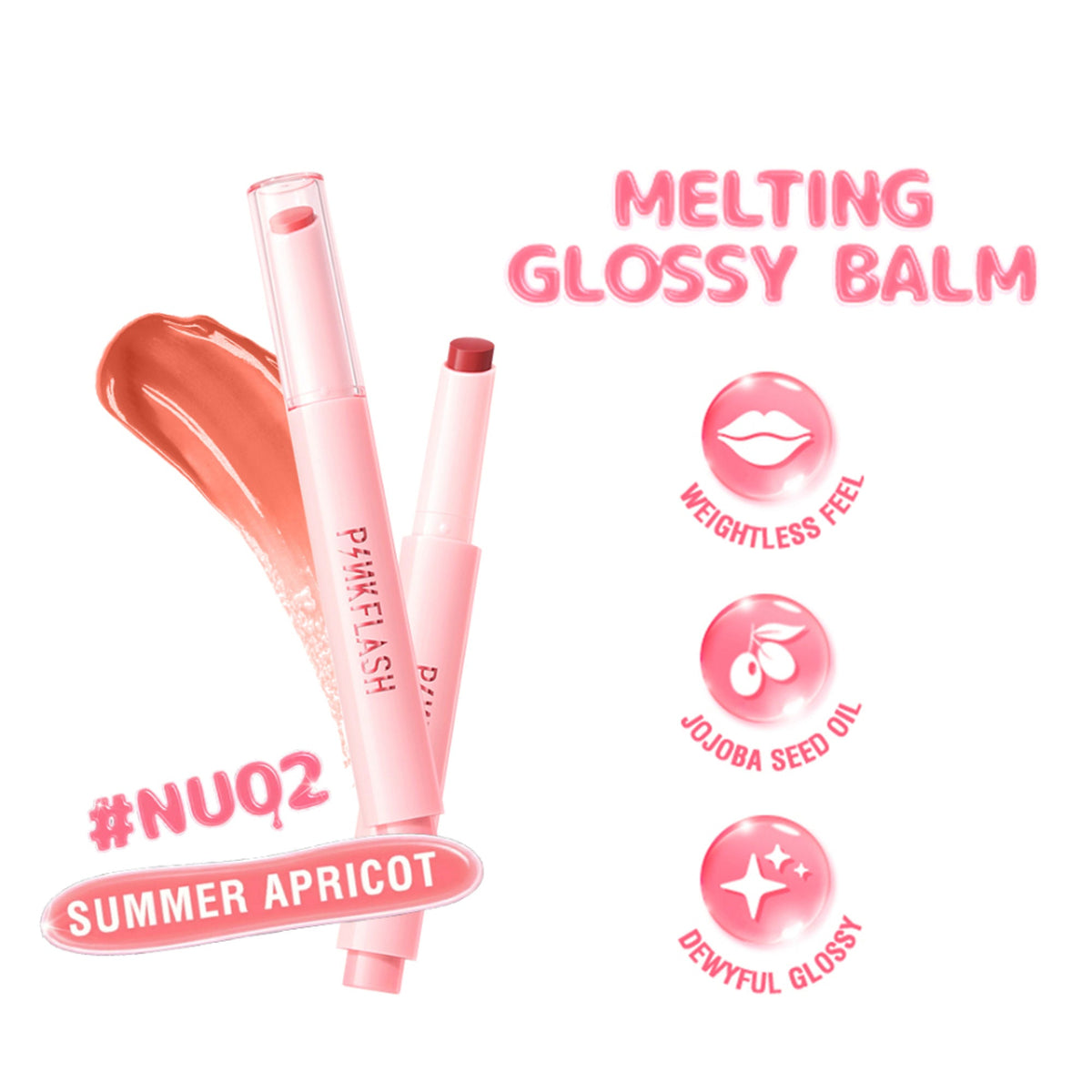 Image 15 of Nu02 Summer Apricot / Pack of 1 for the product PINKFLASH Glossy Balm