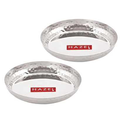 Image 6 of HAZEL Stainless Steel Snack Plate Set of 2 | 18cm Breakfast & Serving Plate