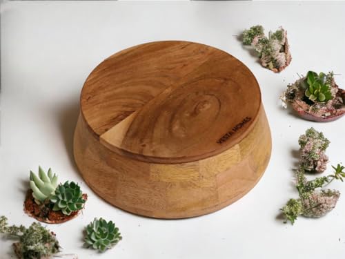 Image 6 of Vesta Homes Wooden Casserole with Lid for Roti, Hot, Masala Box | 23 x 23 × 9 cm