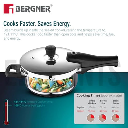 Image 7 of BERGNER Argent Elements Triply Stainless Steel 3.5 L Outer Lid Pressure Pan