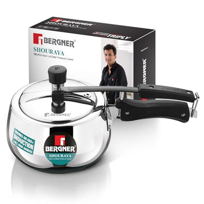 Image 1 of Default Title for the product BERGNER Bergner Shouraya Triply Stainless Steel Pressure Cooker 1.5 Litres